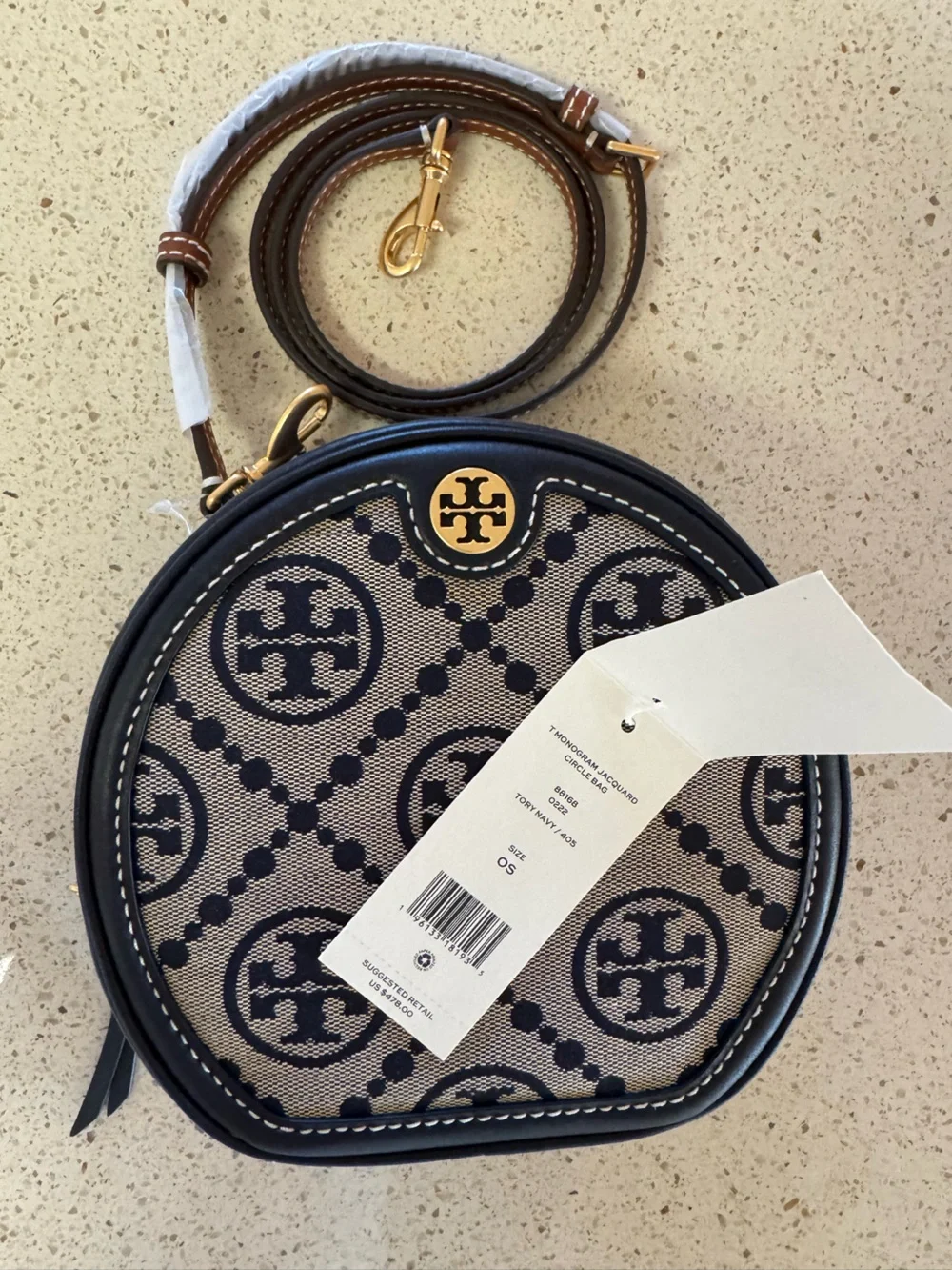 Tory Burch T Monogram Jacquard Moon Crossbody Bag - NWT